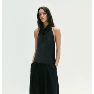 Zara Navy Satin Sleeveless Top NWT